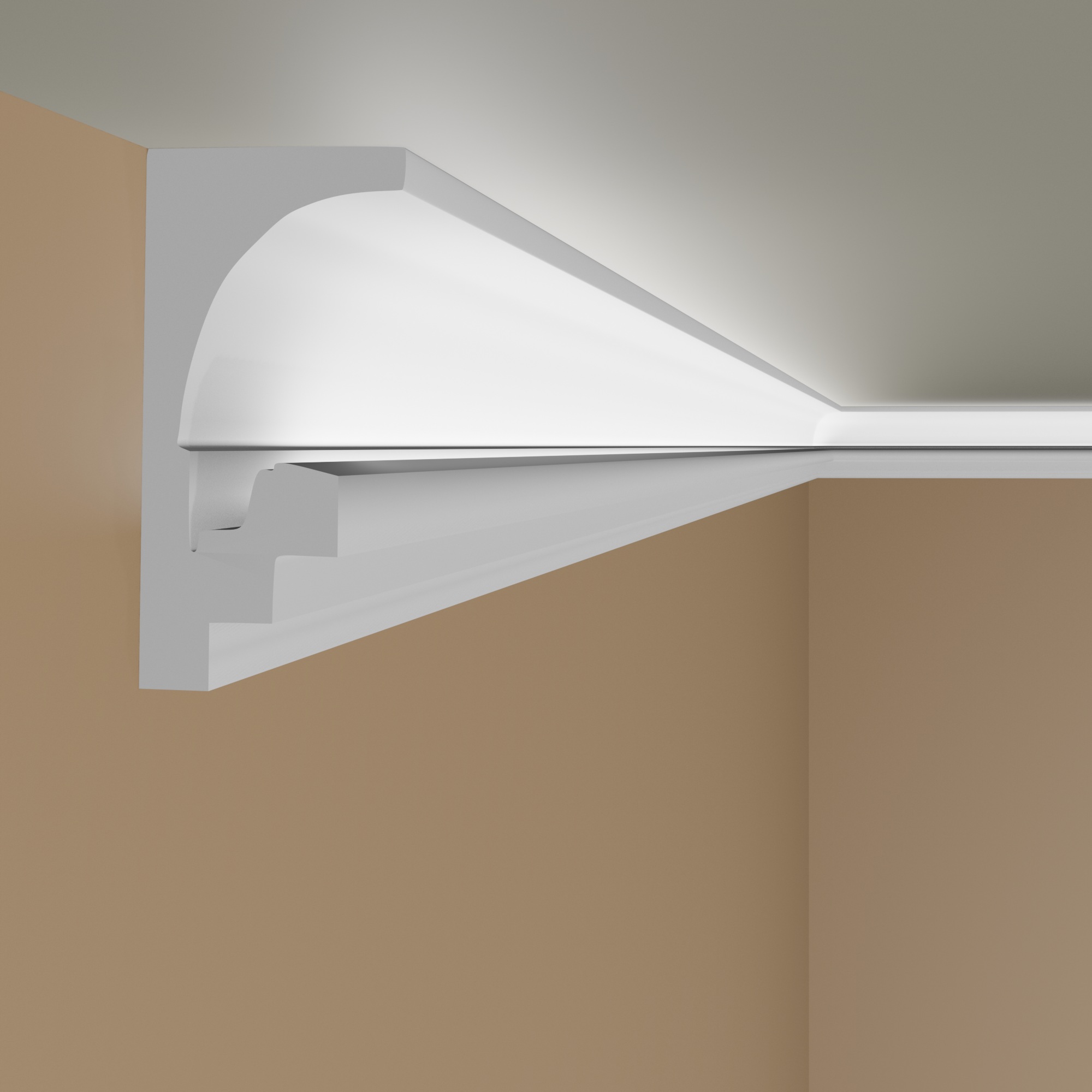 PROVISTON | Lichtleiste "LL8" | Polystyrol Stuckleiste | 93 x 182 x 2000 mm | Weiß | Deckenleiste