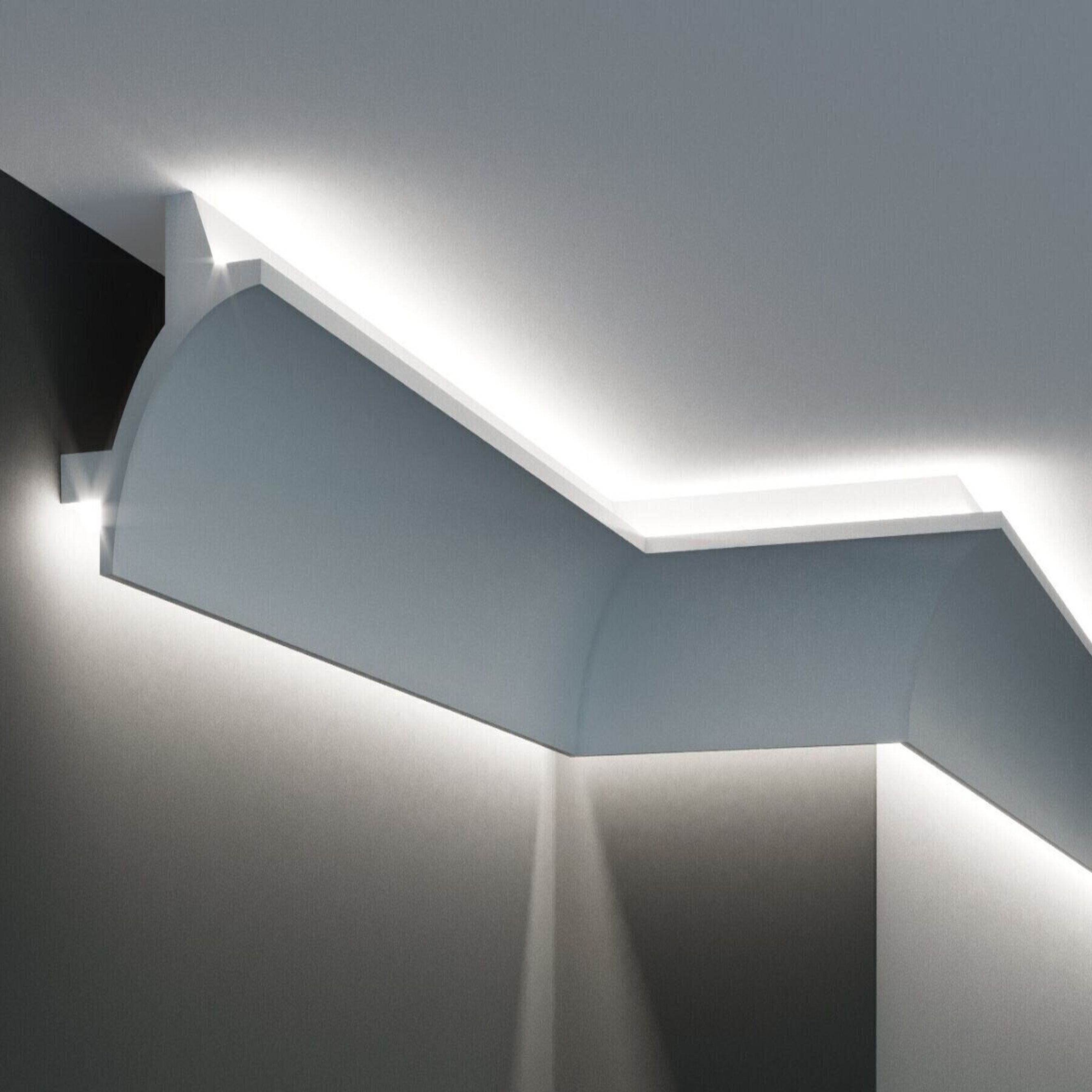 Elite Decor | Innenwinkel "KF703" | Polyurethan | 90 x 90 x 200 mm | Weiß | Stuckleisten Winkel