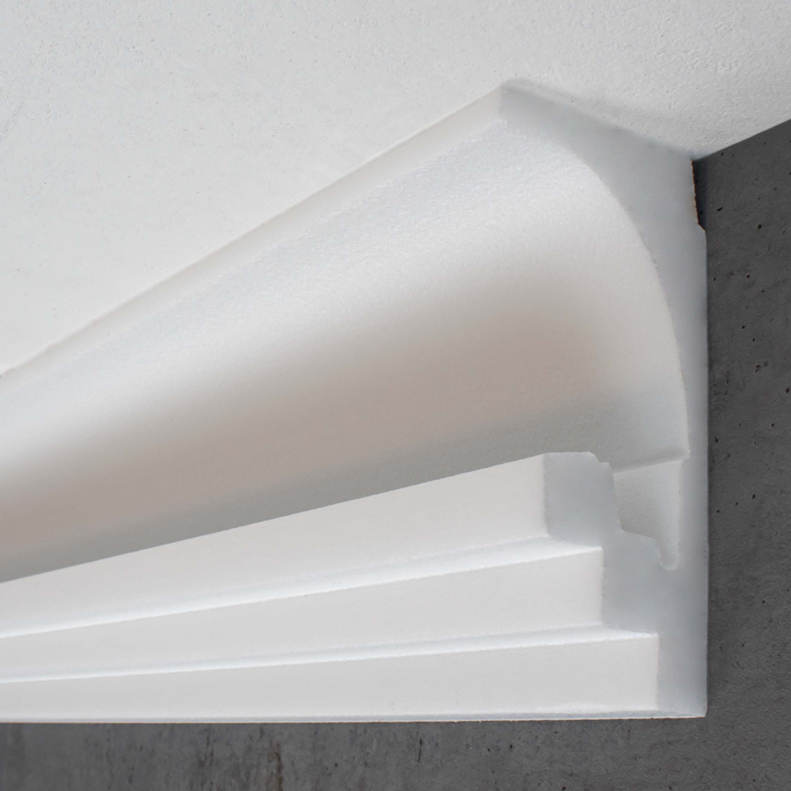 PROVISTON | Lichtleiste "LL7" | Polystyrol Stuckleiste | 63 x 129 x 2000 mm | Weiß | Deckenleiste