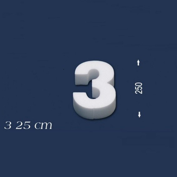 Wiesemann | Deko Zahl "3" | Polystyrol | Höhe: 250 mm | Styropor Zahl | 3D Zahl