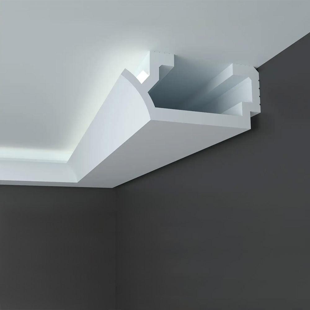 Elite Decor Lichtleiste KD410 Polystyrol 110 x 240 x 1150 mm Weiß Styropor Stuckleiste Deckenleiste