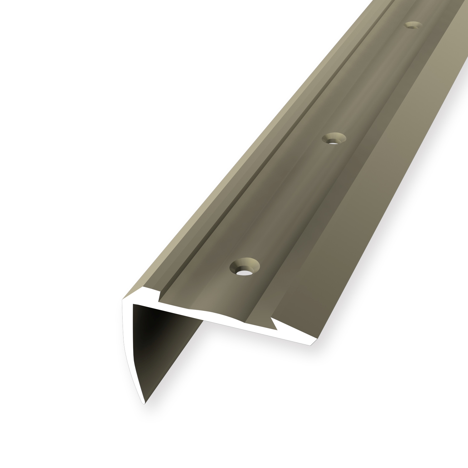 Treppenkantenprofil 32 x 44 x 2500 mm Aluminium Winkelprofil Geriffelt Versenkt Gebohrt Küberit