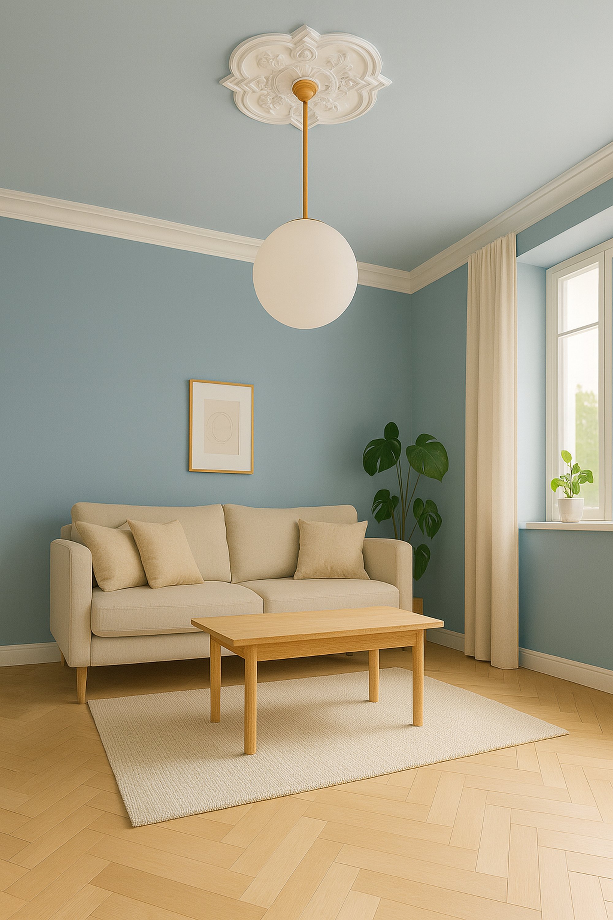 PROVISTON | Gips Rosette Kingston | Echter Gipsstuck | Ø36,6cm | Stuckrosette