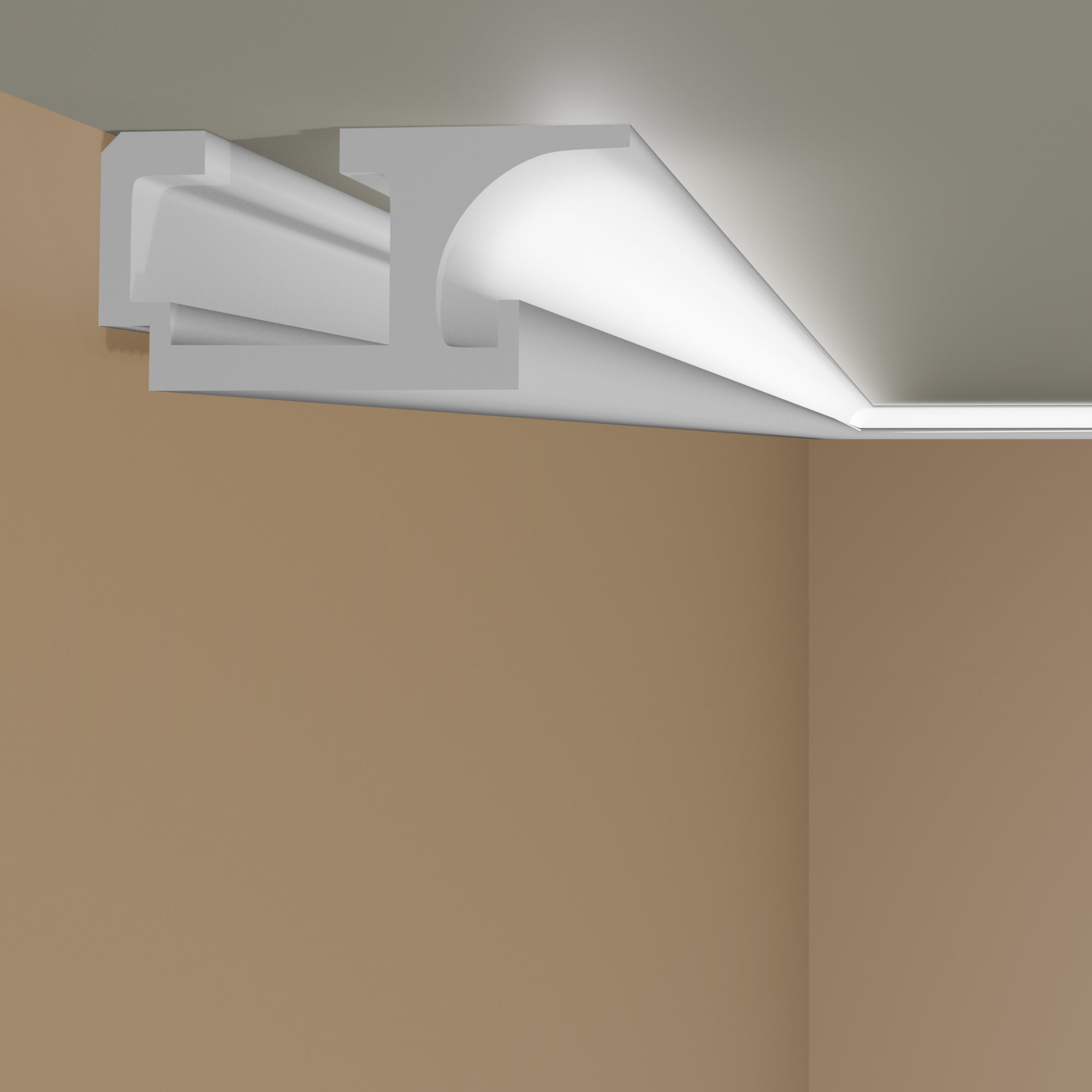 Elite Decor Lichtleiste KD409 Polystyrol 120 x 250 x 1150 mm Weiß Styropor Stuckleiste Deckenleiste