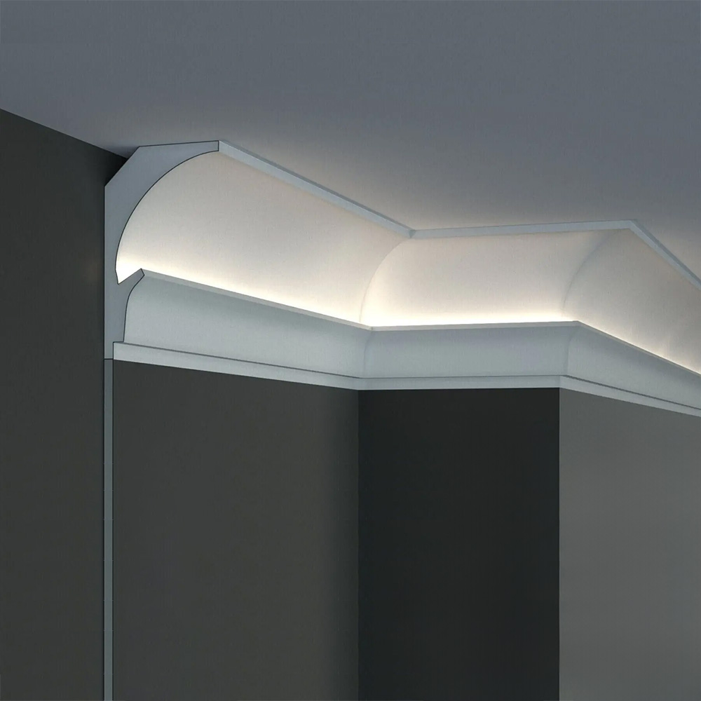 Elite Decor Lichtleiste KD205 Polystyrol 90 x 150 x 1150 mm Weiß Styropor Stuckleiste Deckenleiste