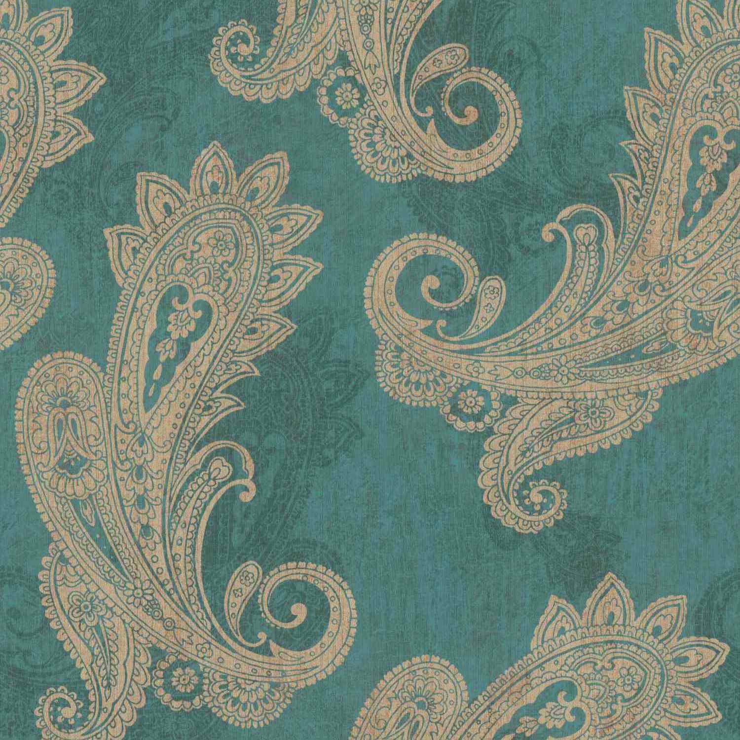Rasch | Indian Style | 746457 | Vliestapete | Barock | 0.53 x 10.05 m | Grün | Gold