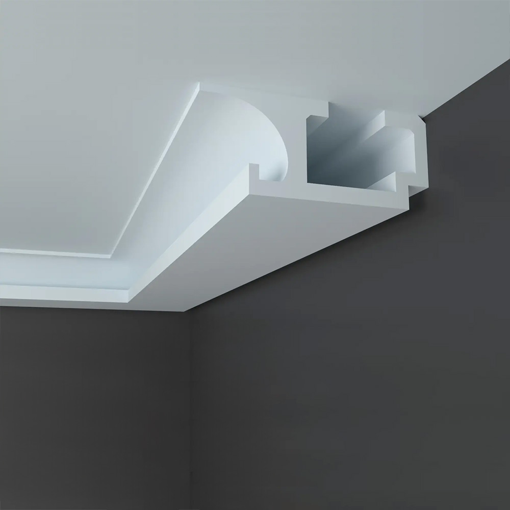 Elite Decor Lichtleiste KD409 Polystyrol 120 x 250 x 1150 mm Weiß Styropor Stuckleiste Deckenleiste