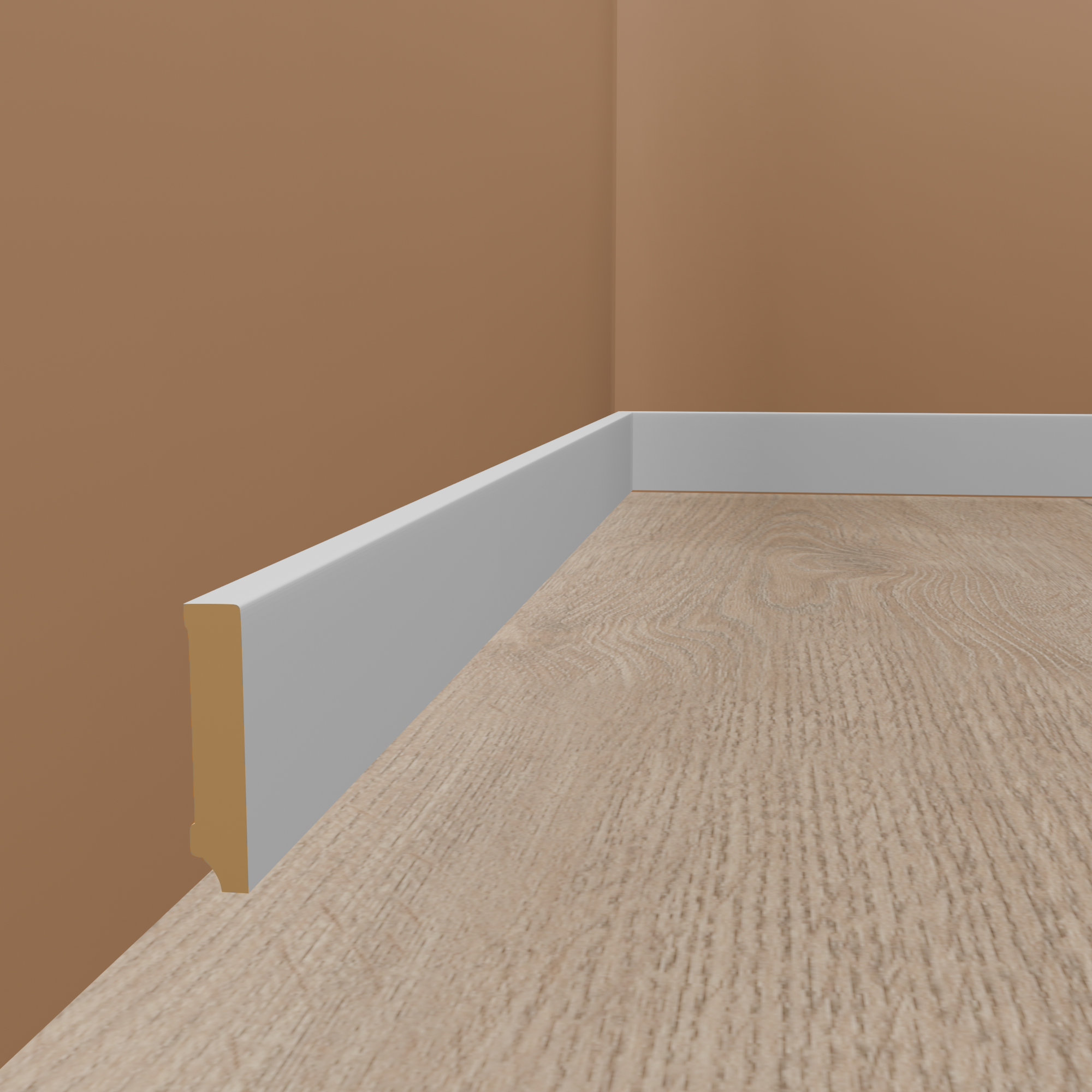 Sockelleiste Eckiges Profil 16 x 80 x 2500 mm MDF foliert Weiß Klassisch by PROVISTON