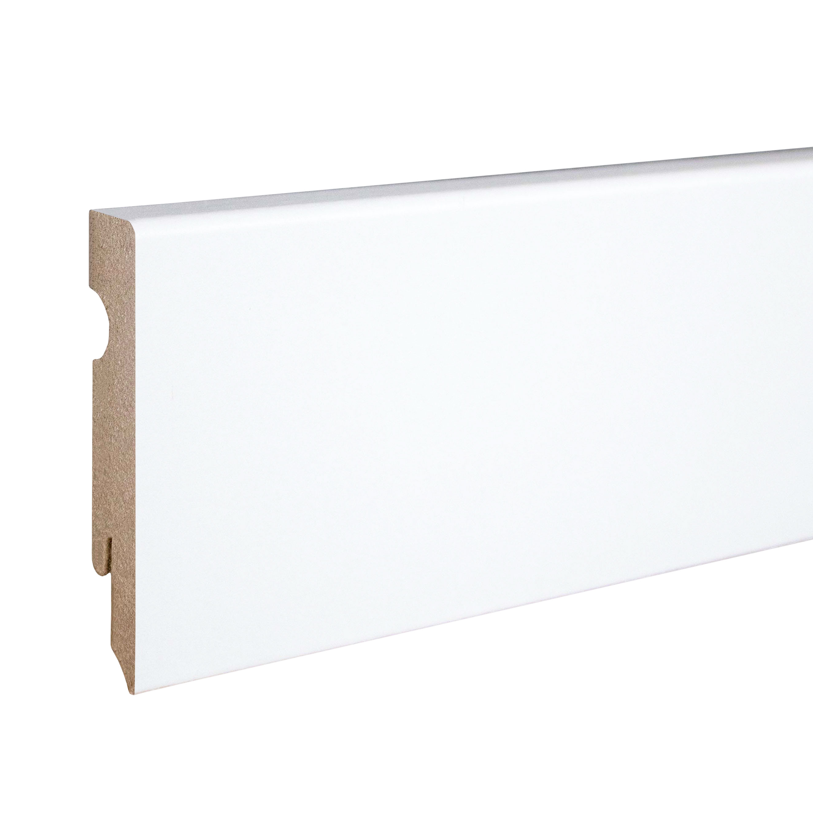 PROVISTON | eckige Sockelleiste | flache Fußleiste | 15 x 80 x 2400 mm | MDF weiß | folierte Leiste