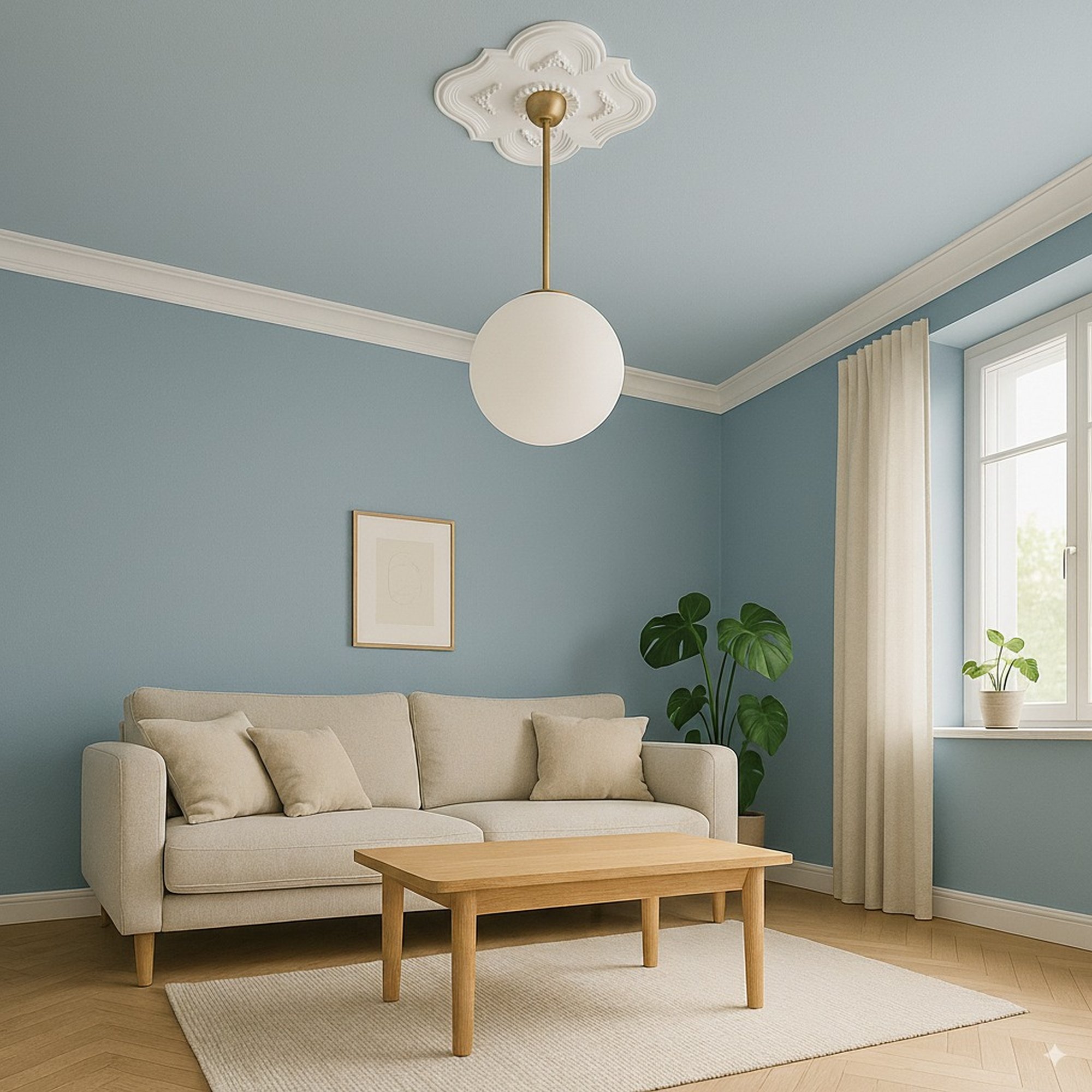 PROVISTON | Gips Rosette Oxford | Echter Gipsstuck | 54,5x46cm | Stuckrosette