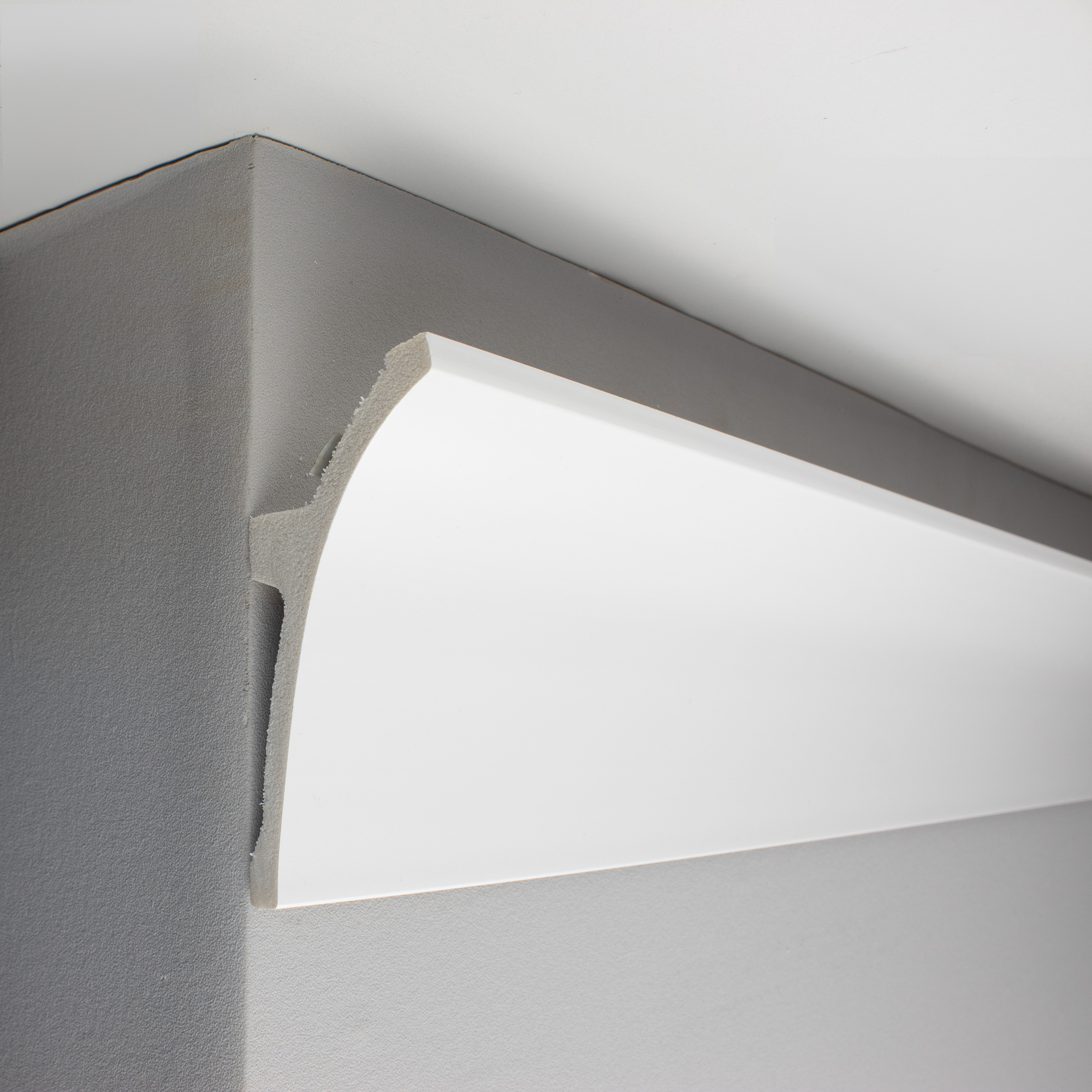 PROVISTON Licht Stuckleiste Kunststoff Weiß | 50 x 100 x 2000 mm Moderne Lichtleiste für die Decke