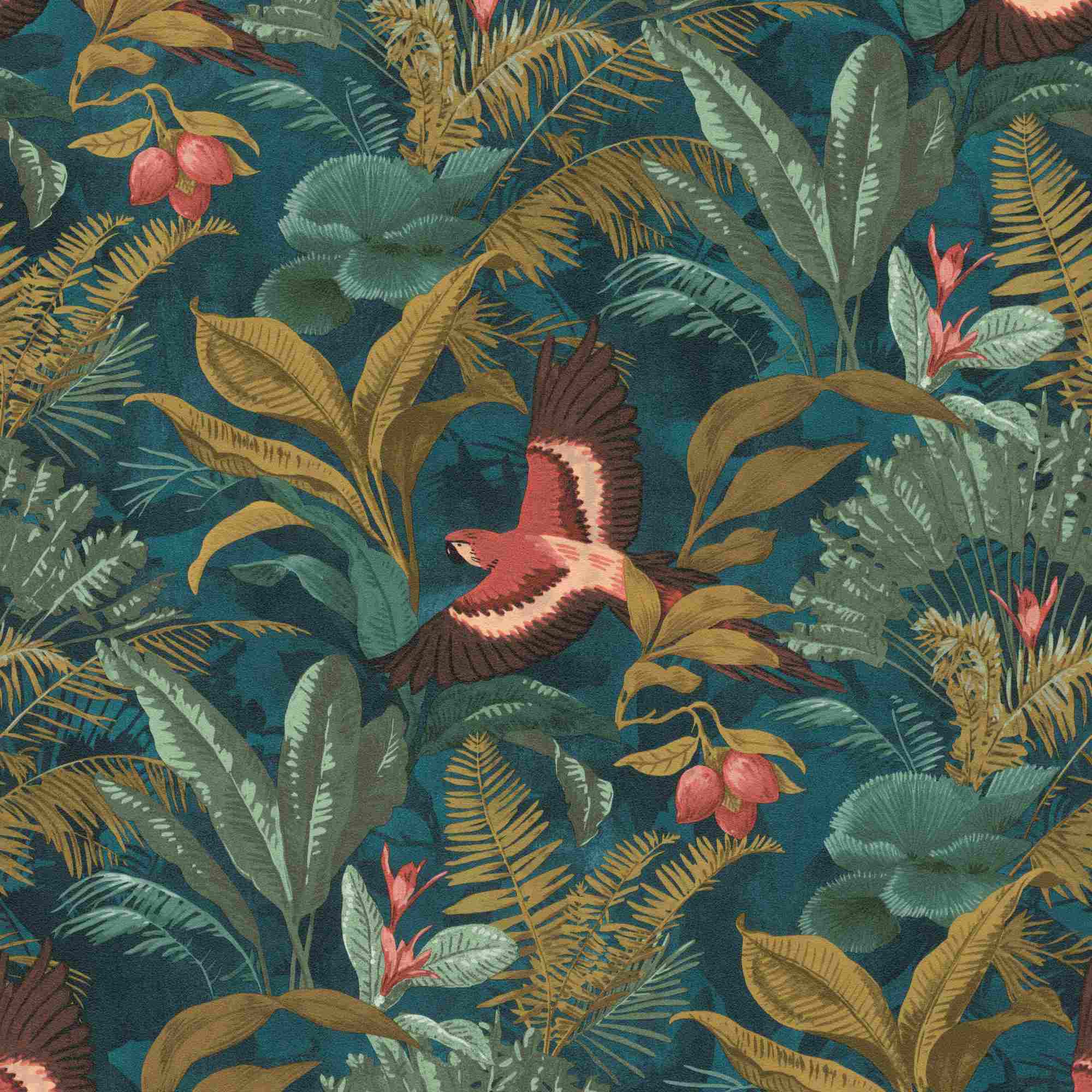Rasch | Selection | 639216 | Vliestapete | Muster & Motive | 10.05 x 0.53 m | Grün | Rot