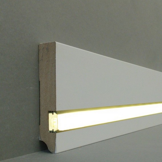Licht - Fußleisten / Licht - Sockelleisten "Gera" (MDF foliert / 721.1996L) - weiß