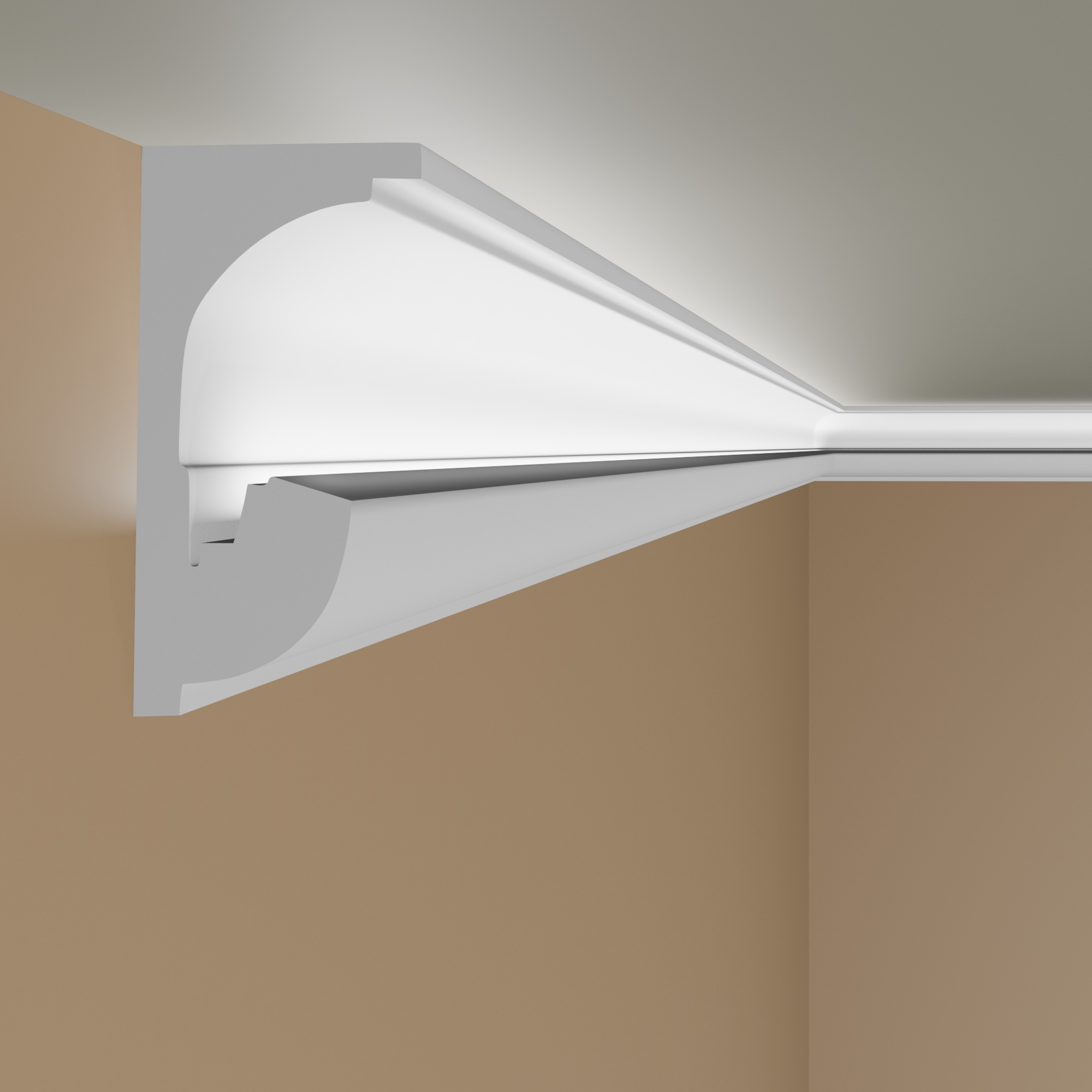 PROVISTON | Lichtleiste "LL5" | Polystyrol Stuckleiste | 92 x 182 x 2000 mm | Weiß | Deckenleiste
