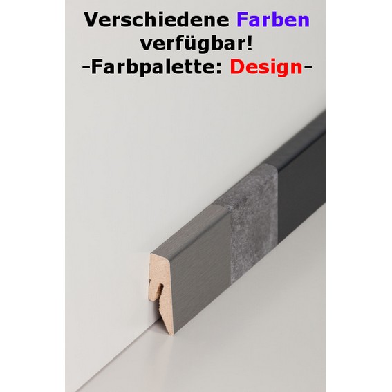 Sockelleisten / Fußleisten "Nauheim" (MDF foliert) - Farbpalette: Design-aluminiumfarbend (Default)
