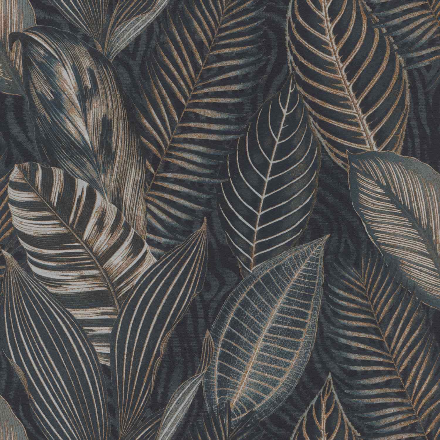 Rasch | African Queen III | 751840 | Vliestapete | Botanisch | 0.53 x 10.05 m | Blau | Gold