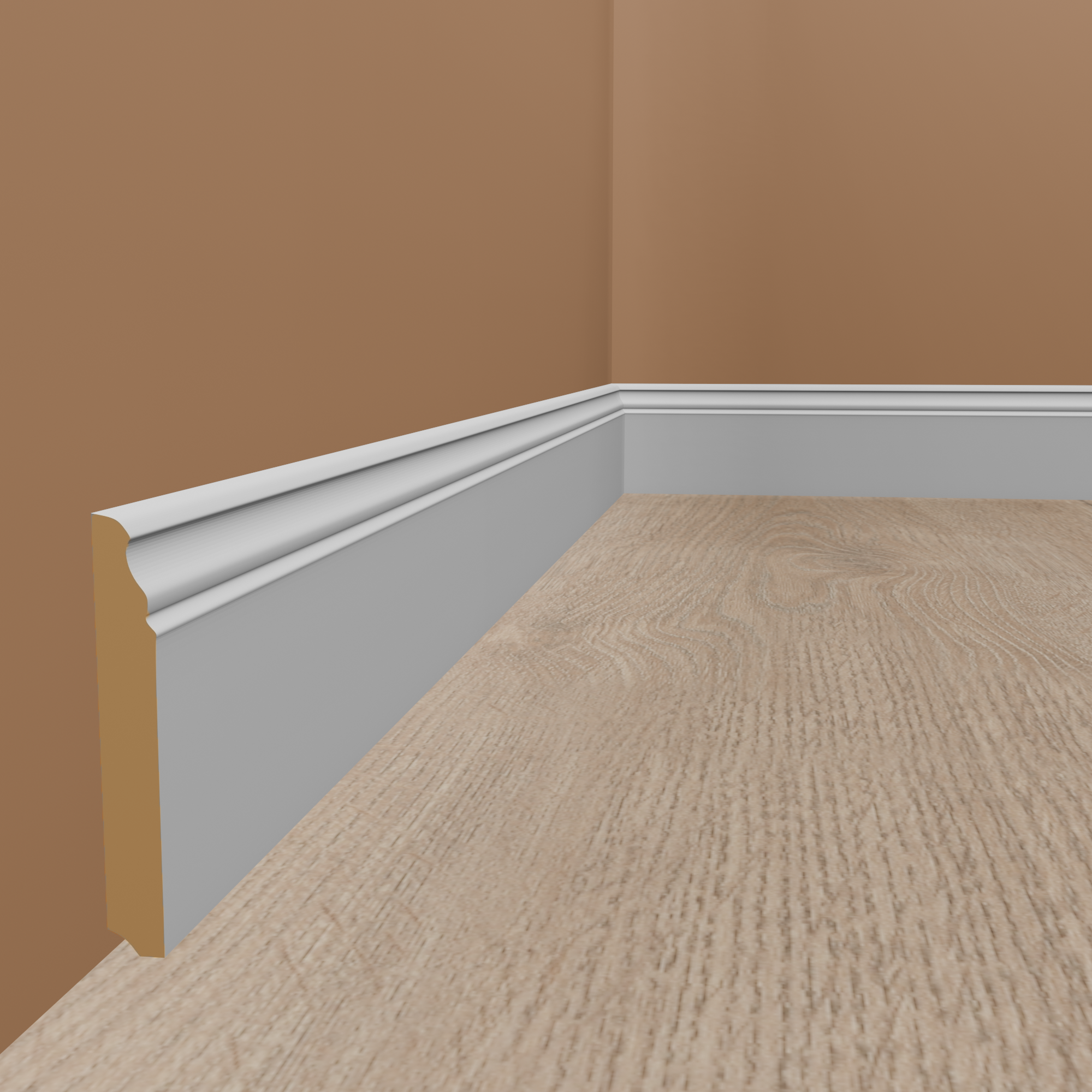 Sockelleiste "Solingen" Massivholz 19 x 80 x 2500 mm Weiß Berliner Profil by PROVISTON