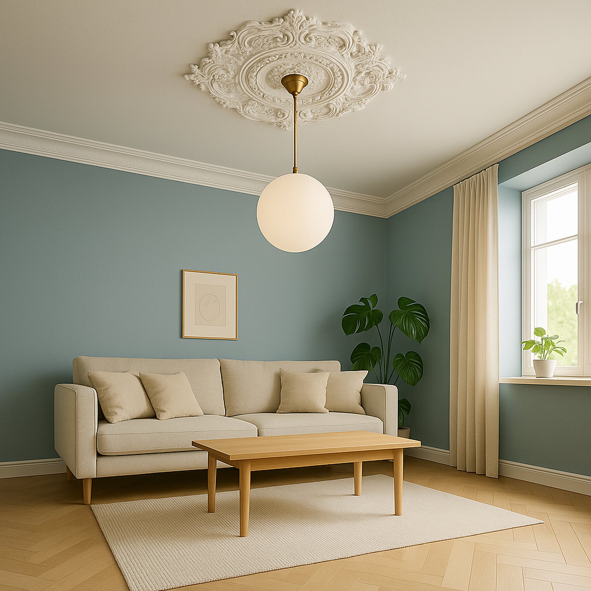 Mardom Rosette / Deckenkuppel B2021 Profoam 510 x 40 x 748 mm Weiß Stuckrosette Deckenrosette Oval