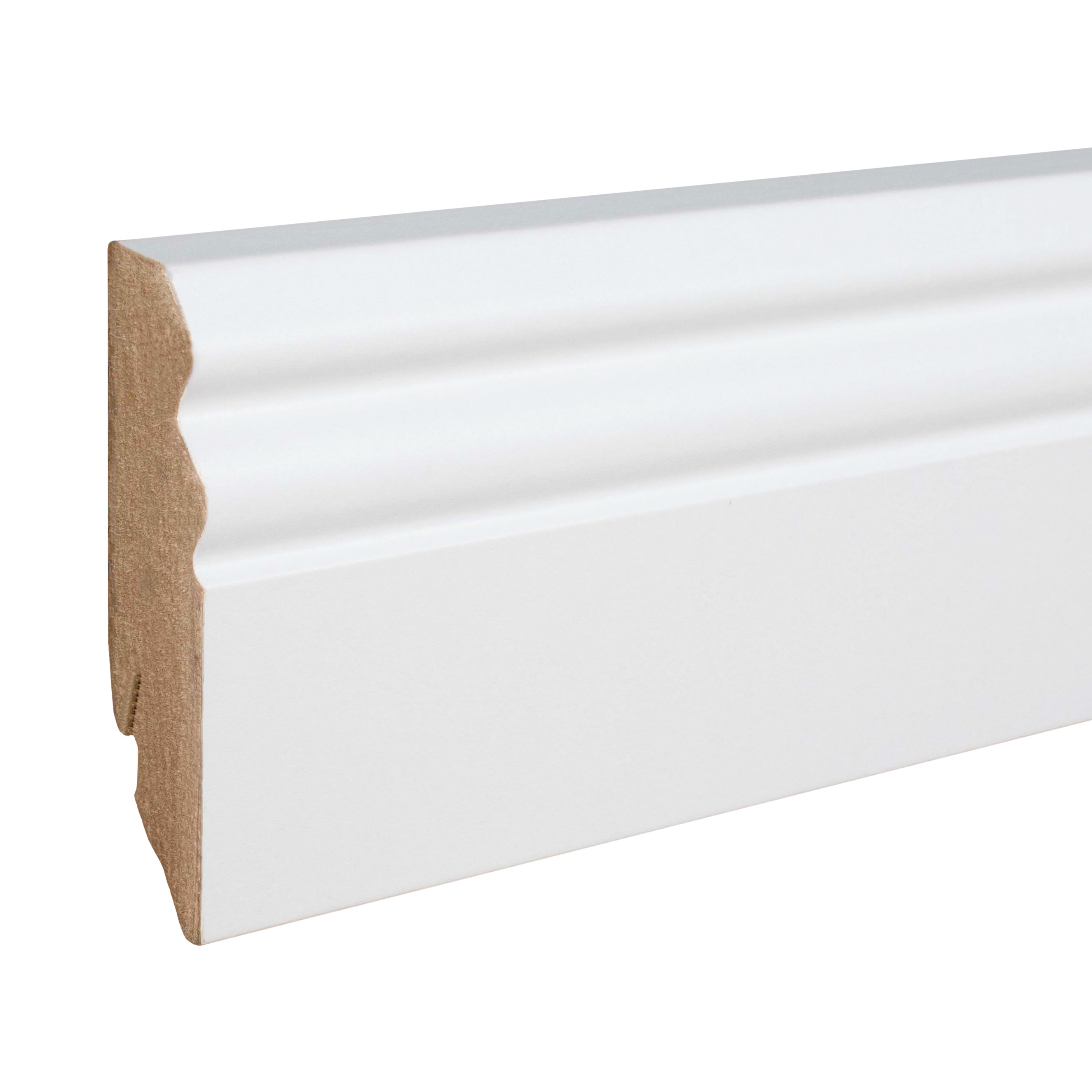 PROVISTON Fußleiste MDF Sockelleiste 18 x 70 x 2400 mm Weiß Foliert Berliner Profil