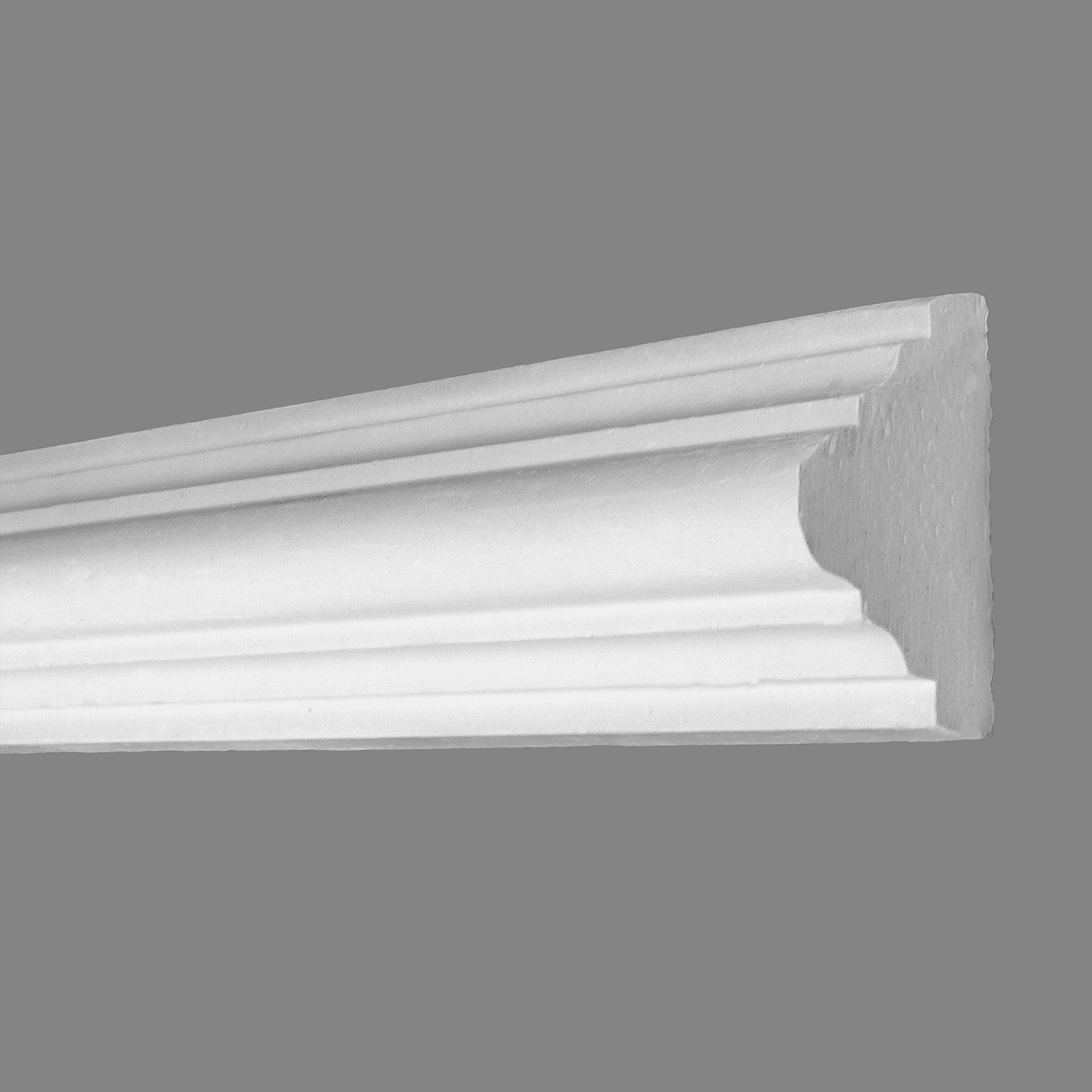 PROVISTON | Zierleiste Flensburg | Gips | 29 x 55 x 910 mm | Wandleiste | Weiß