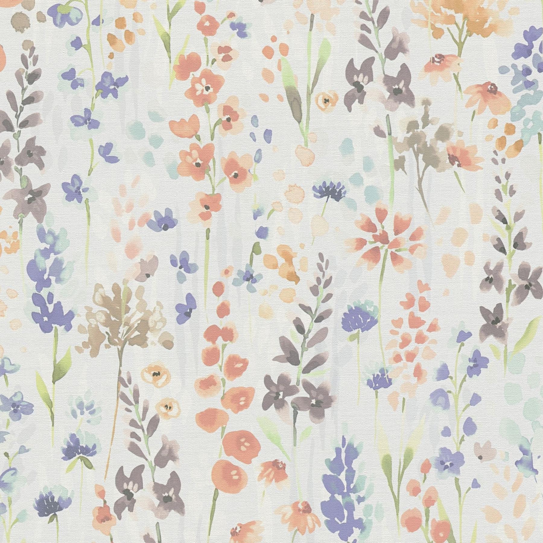 Vliestapete 396063 Bunt Grau Orange Blumen Floral Aquarell Dreams A.S. Creation