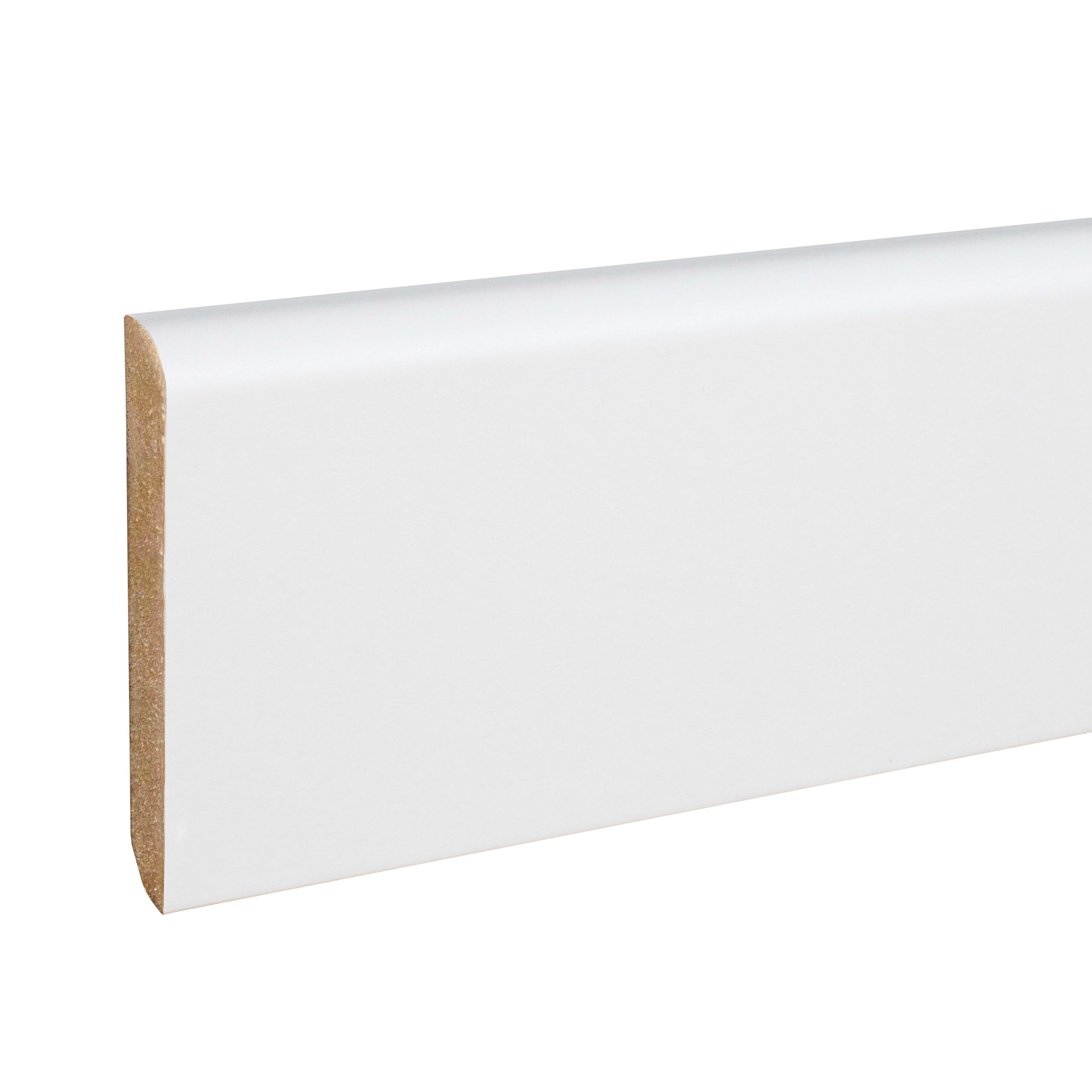 Sockelleiste Abgerundetes Profil 10 x 58 x 2500 mm MDF foliert Weiß Modern by PROVISTON