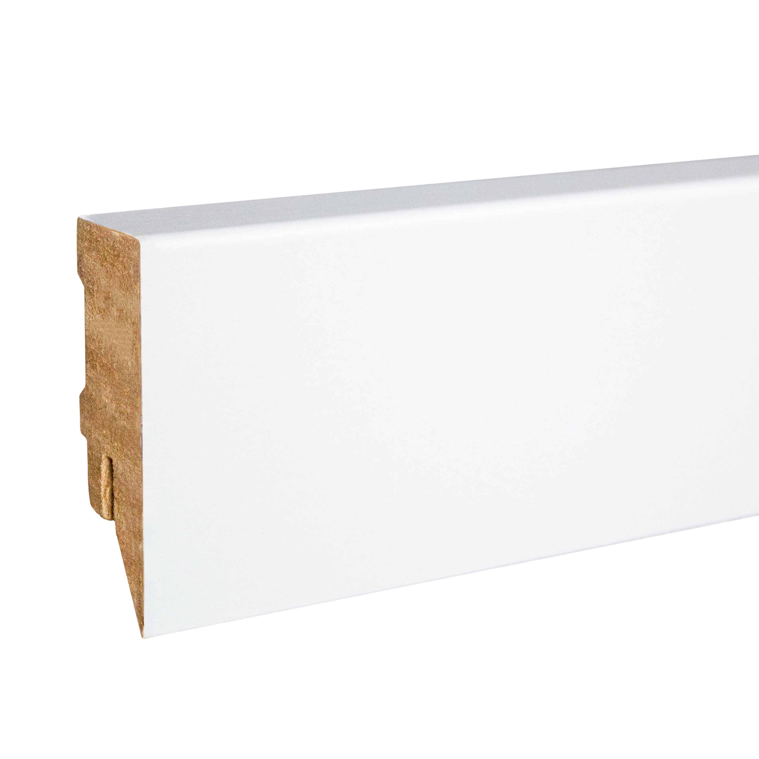PROVISTON Klick-Sockelleiste MDF-Fußleiste 16 x 58 x 2500 mm eckig weiß foliert