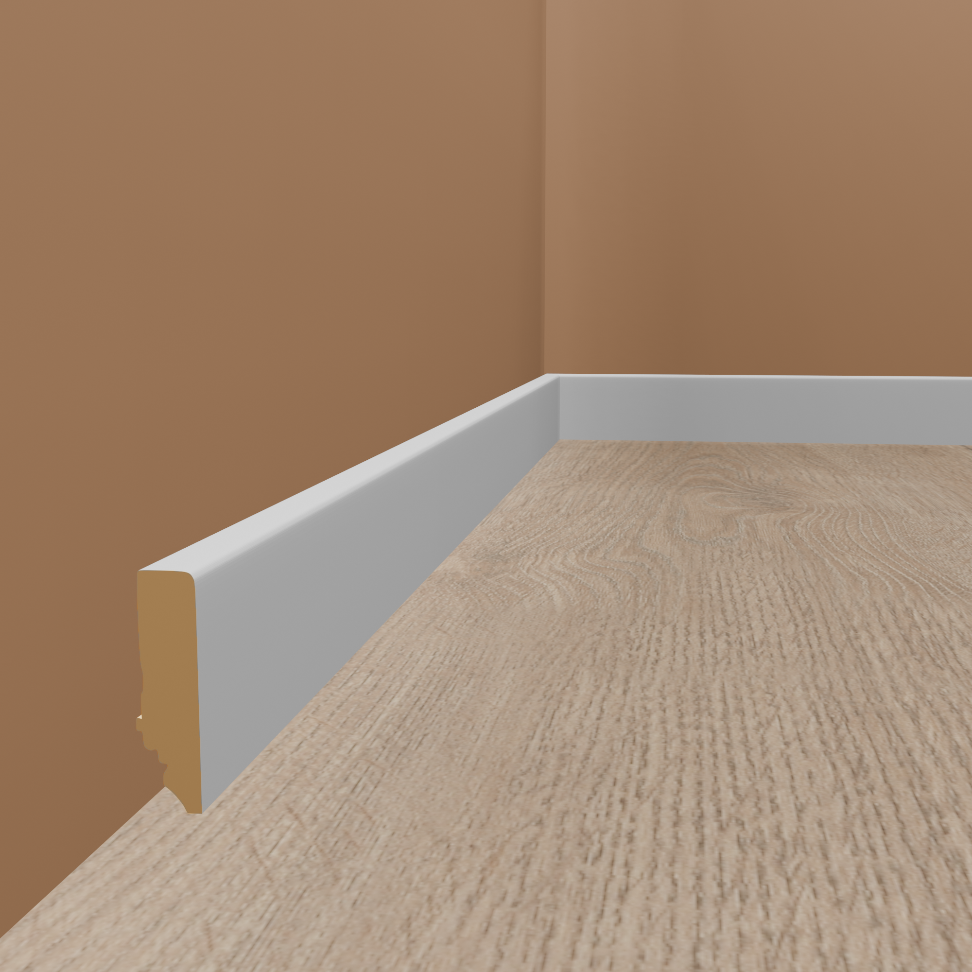 Neuhofer Sockelleiste "Canelli" FU086L MDF 16 x 70 x 2400 mm Weiß Fußleiste