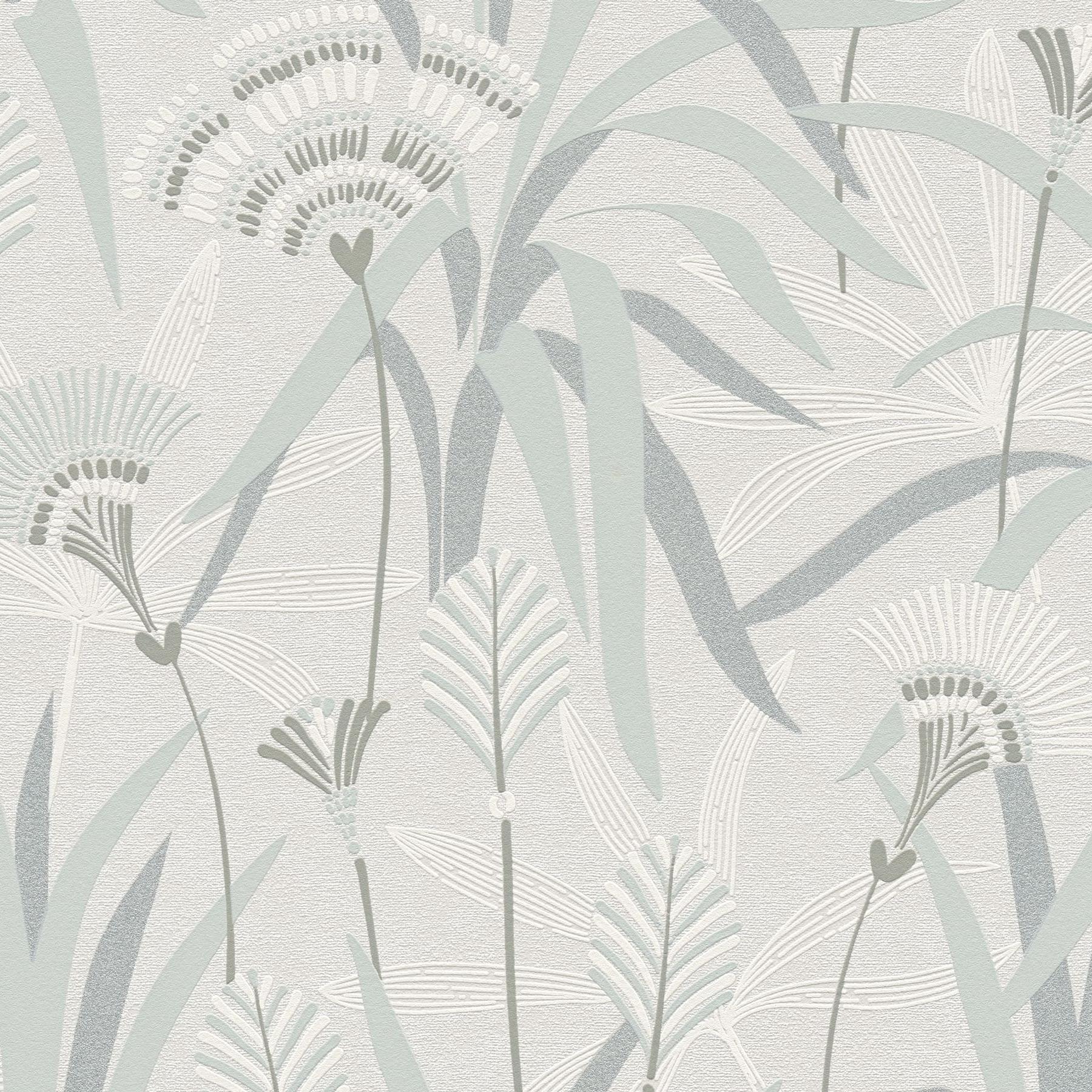 Vliestapete 399363 Grau Blau Grün Blumen Floral French Affair  A.S. Creation