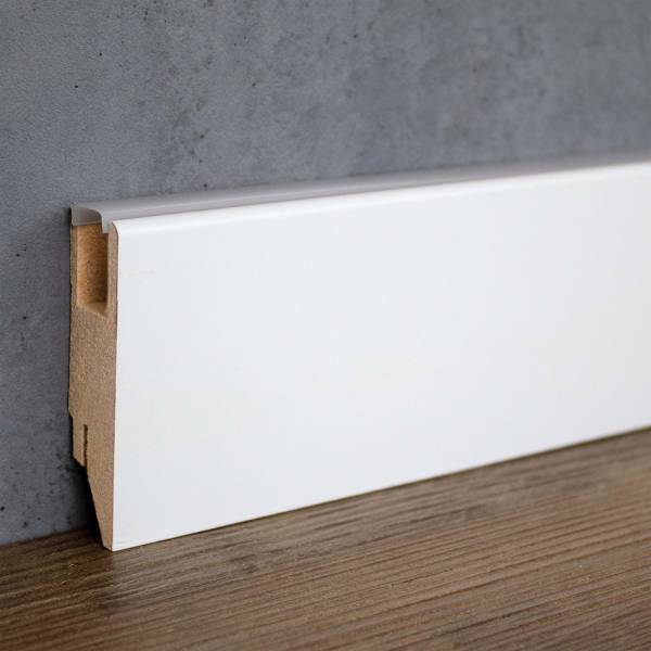 PROVISTON | Eckige Lichtsockelleiste | 19 x 70 x 2500 mm | Weiß foliert | MDF-Sockelleiste | Clips PROVISTON | Eckige Lichtsockelleiste | 19 x 70 x 2500 mm | Weiß foliert | MDF-Sockelleiste | Clips