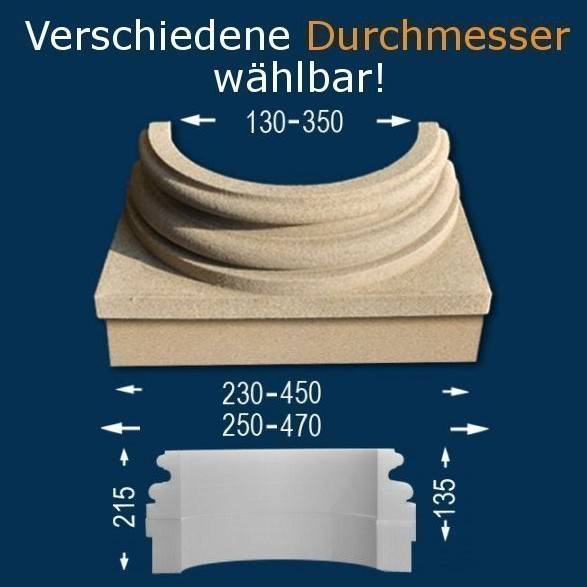 Wiesemann | Säulenbasis "SB1-b" | Polystyrol | 130 - 350 mm | Säulenfuß | Dekosäule | beschichtet Wiesemann | Säulenbasis "SB1-b" | Polystyrol | 130 - 350 mm | Säulenfuß | Dekosäule | beschichtet