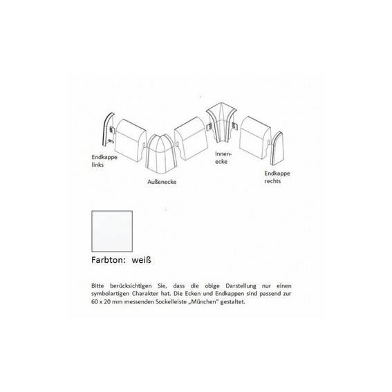 Aussenecken für MDF-Sockelleisten 6x2 mm - Eiche
