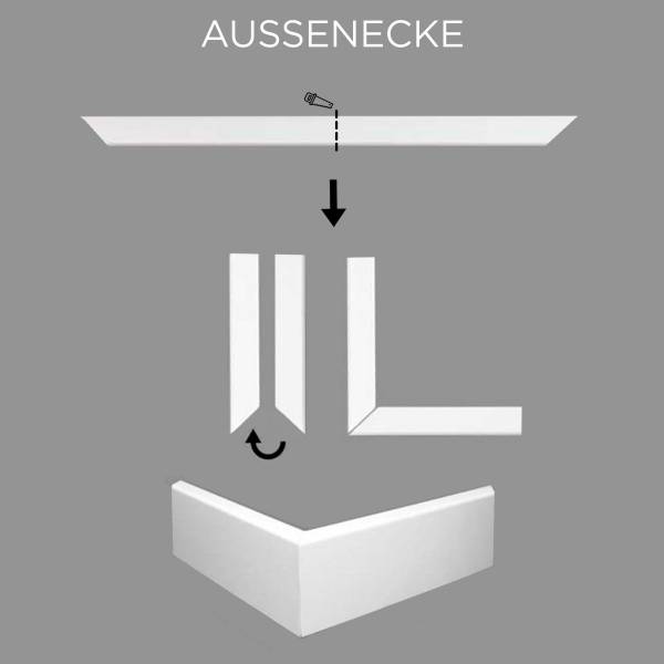 Kosche | Außenwinkel für Sockelleiste Cremona-1 | MDF | 71927 | 16 x 40 mm | Weiß | Foliert Kosche | Außenwinkel für Sockelleiste Cremona-1 | MDF | 71927 | 16 x 40 mm | Weiß | Foliert
