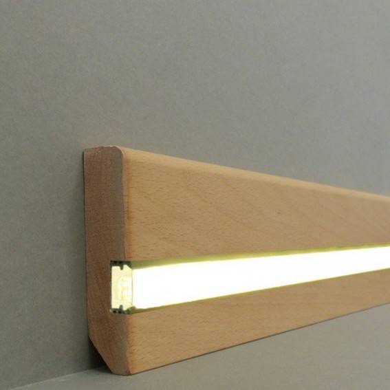 PROVISTON | Licht Sockelleiste "Köln" | Massivholz | 20 x 80 x 2400 mm | Buche | LED Fußleiste PROVISTON | Licht Sockelleiste "Köln" | Massivholz | 20 x 80 x 2400 mm | Buche | LED Fußleiste