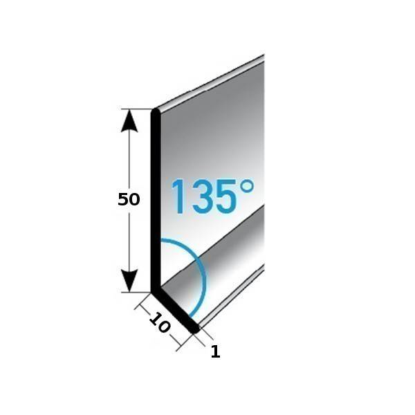 Auer, Sockelleiste Metall, H 50 mm, Winkel 135°, Sockelleiste Aluminium, Wasserfest, Modern