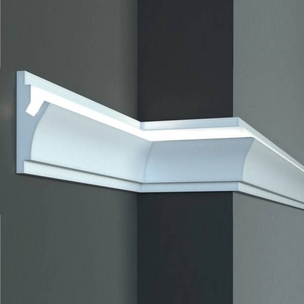 Elite Decor | Lichtleiste KD402| Polystyrol | 150 x 55 x 1150 mm | Weiß | Styropor Deckenleiste Elite Decor | Lichtleiste KD402| Polystyrol | 150 x 55 x 1150 mm | Weiß | Styropor Deckenleiste