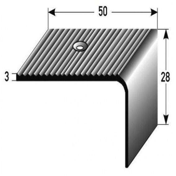 Treppenkante / Winkelprofil "Lynbrook" (Größe 5 mm x 28 mm) aus Edelstahl (matt), Rutschhemmungsklasse R1 DIN 5113, gebohrt (Default) Treppenkante / Winkelprofil "Lynbrook" (Größe 5 mm x 28 mm) aus Edelstahl (matt), Rutschhemmungsklasse R1 DIN 5113, gebohrt (Default)