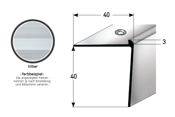 Treppenkante "Berrie" / Winkelprofil, konfigurierbar, Aluminium eloxiert Treppenkante "Berrie" / Winkelprofil, konfigurierbar, Aluminium eloxiert