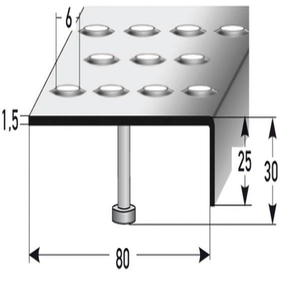 Auer | Treppenkanten- & Winkelprofile Andria | Rutschhemmend R12 DIN 51130 | 25 x 80 mm | Edelstahl Auer | Treppenkanten- & Winkelprofile Andria | Rutschhemmend R12 DIN 51130 | 25 x 80 mm | Edelstahl