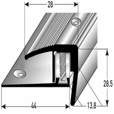 Treppenkante für Laminat / Parkett Winkelprofil "Altona", H 7 x 15,5 mm, B 28 mm, Alu eloxiert Flex