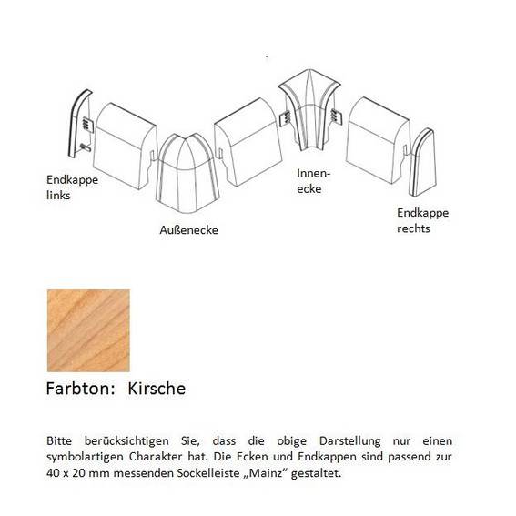 Endkappen und Ecken für MDF-Sockelleisten - Kirsche Endkappen und Ecken für MDF-Sockelleisten - Kirsche