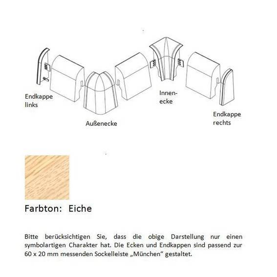 Endkappen und Ecken für MDF-Sockelleisten - Eiche Endkappen und Ecken für MDF-Sockelleisten - Eiche