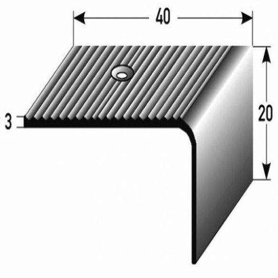 Treppenkante / Winkelprofil "Richbrook" (Größe 4 mm x 2 mm) aus Edelstahl (matt), Rutschhemmungsklasse R1 DIN 5113, gebohrt (Default) Treppenkante / Winkelprofil "Richbrook" (Größe 4 mm x 2 mm) aus Edelstahl (matt), Rutschhemmungsklasse R1 DIN 5113, gebohrt (Default)