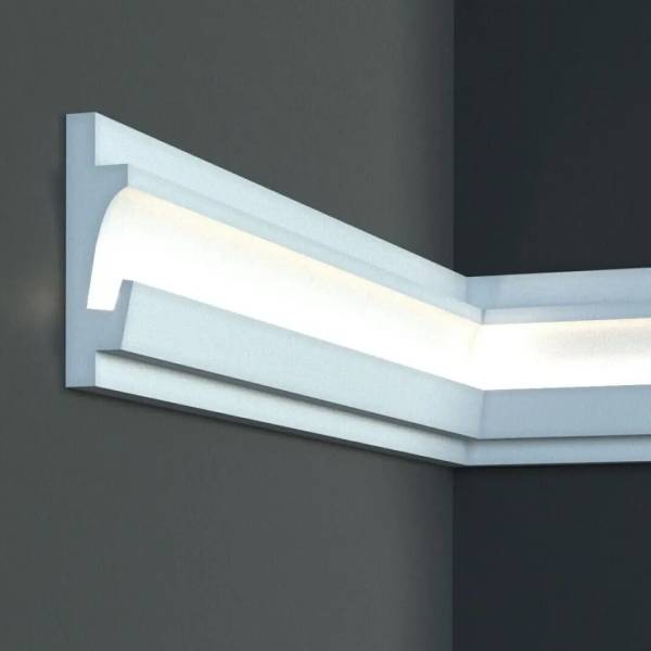 Elite Decor | Lichtleiste KD401 | Polystyrol | 35 x 125 x 1150 mm | Weiß | Styropor Zierleiste Elite Decor | Lichtleiste KD401 | Polystyrol | 35 x 125 x 1150 mm | Weiß | Styropor Zierleiste