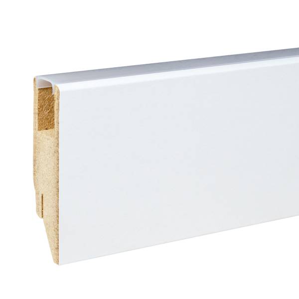 PROVISTON | Eckige Lichtsockelleiste | 19 x 70 x 2500 mm | Weiß foliert | MDF-Sockelleiste | Clips PROVISTON | Eckige Lichtsockelleiste | 19 x 70 x 2500 mm | Weiß foliert | MDF-Sockelleiste | Clips