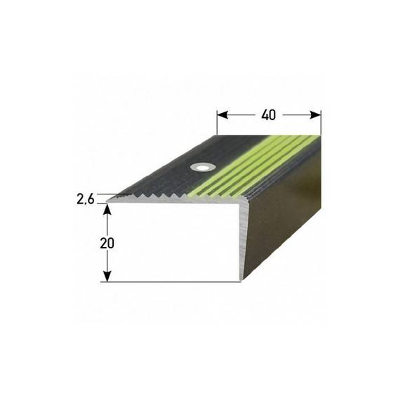 Treppenkante "Modena" / Winkelprofil 20 mm x 40 mm Alu, spezialemailliert, nachleuchtend Treppenkante "Modena" / Winkelprofil 20 mm x 40 mm Alu, spezialemailliert, nachleuchtend
