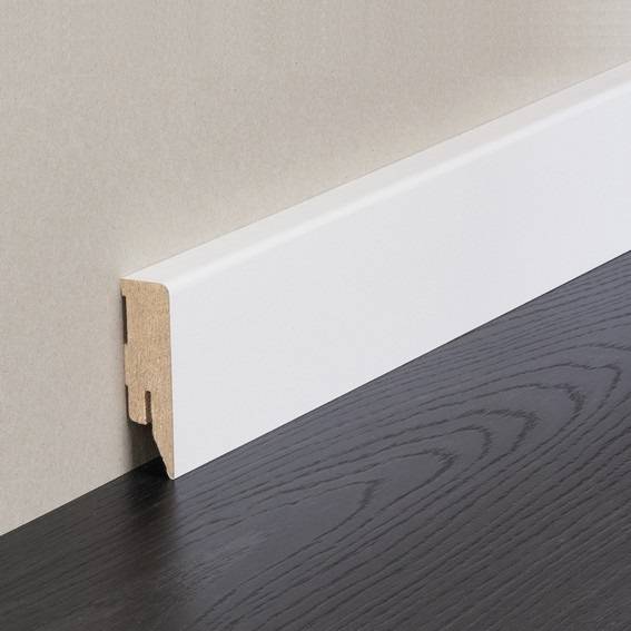Kosche | Sockelleiste Cremona-1 | MDF | 71927 | 16 x 40 x 2500 mm | Weiß | Foliert | Abgerundet Kosche | Sockelleiste Cremona-1 | MDF | 71927 | 16 x 40 x 2500 mm | Weiß | Foliert | Abgerundet