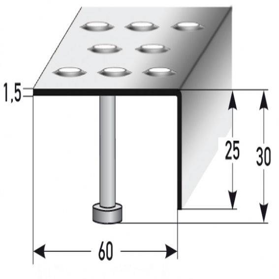 Auer | Treppenkanten- & Winkelprofile Lana | Rutschhemmend R12 DIN 51130 | 25 x 60 mm | Edelstahl Auer | Treppenkanten- & Winkelprofile Lana | Rutschhemmend R12 DIN 51130 | 25 x 60 mm | Edelstahl