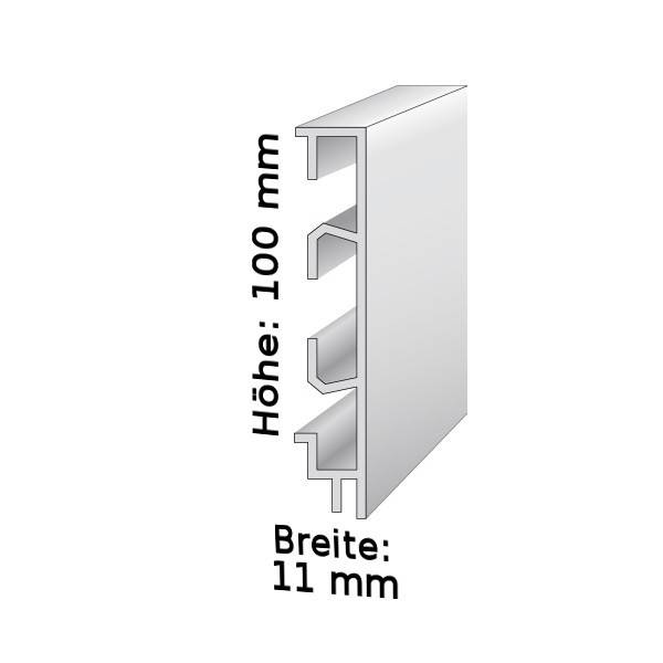 Sockelleiste mit Kabelkanälen, Höhe: 1 mm, Breite: 11 mm, Aluminium (silber eloxiert), Typ: 465 (Default) Sockelleiste mit Kabelkanälen, Höhe: 1 mm, Breite: 11 mm, Aluminium (silber eloxiert), Typ: 465 (Default)