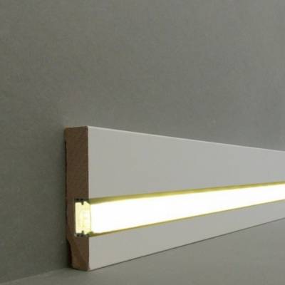 Licht - Fußleisten / Licht - Sockelleisten "Cuxhaven" (MDF foliert / 721.1670L) - weiß